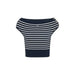 Navy blue and white striped crop top with boat neckline by Tommy Hilfiger for women