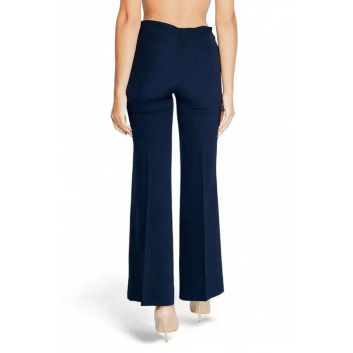 Navy blue wide-leg high waist dress pants from Rinascimento Women Trousers collection