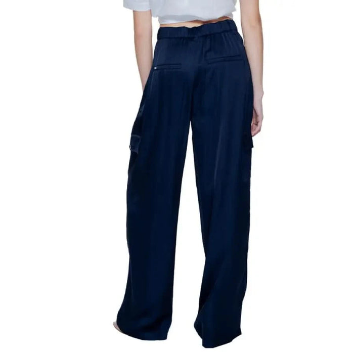 Navy blue wide-leg cargo pants with side pockets - Street One Women’s Trousers