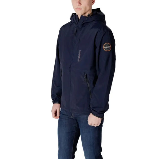 Navy Hooded Jacket featuring a stylish design for casual and outdoor wear