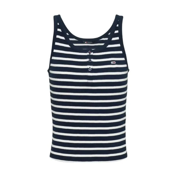 Navy and white striped tank top with button details from Tommy Hilfiger for women