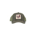 Olive green baseball cap with rooster patch from Goorin Bros for men