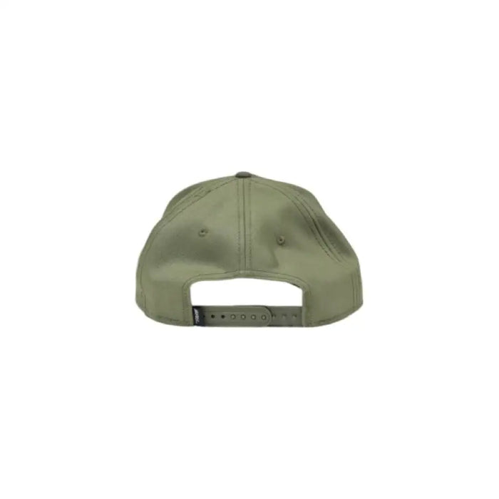 Olive green Goorin Bros wool baseball cap for men, snap-back closure, rear view