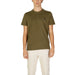 Olive green crew neck t-shirt with small dark logo from U.S. Polo Assn. for men