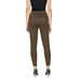 Olive green high-waisted dress pants with back pockets and tapered ankles by Ichi