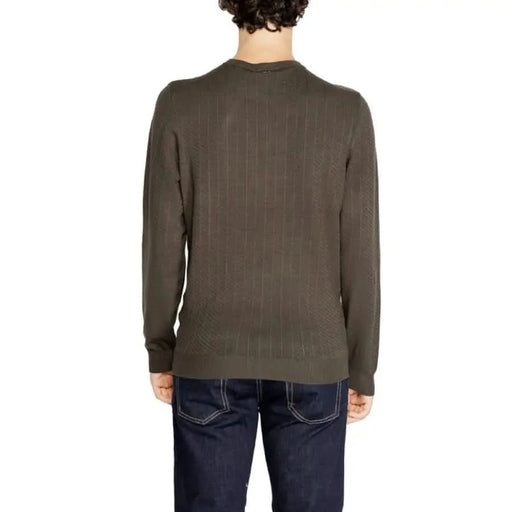 Olive green long-sleeved sweater back view from Antony Morato Men Knitwear collection