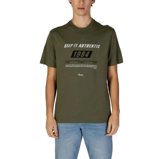 Olive green Gas Men T-Shirt featuring KEEP IT AUTHENTIC 1984 printed design