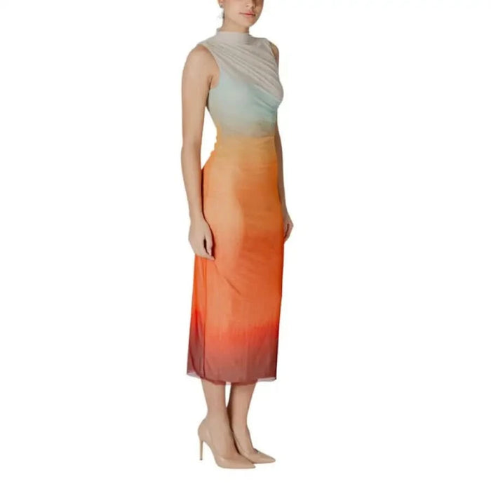 Ombre sleeveless midi dress by Desigual in vibrant orange for women’s fashion