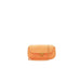 Orange leather clutch purse by Coccinelle featuring gold-toned clasp and chain strap