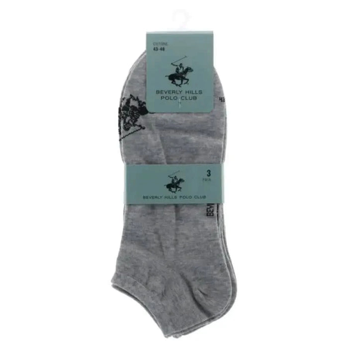 Pack of three gray ankle socks featuring Beverly Hills Polo Club branding