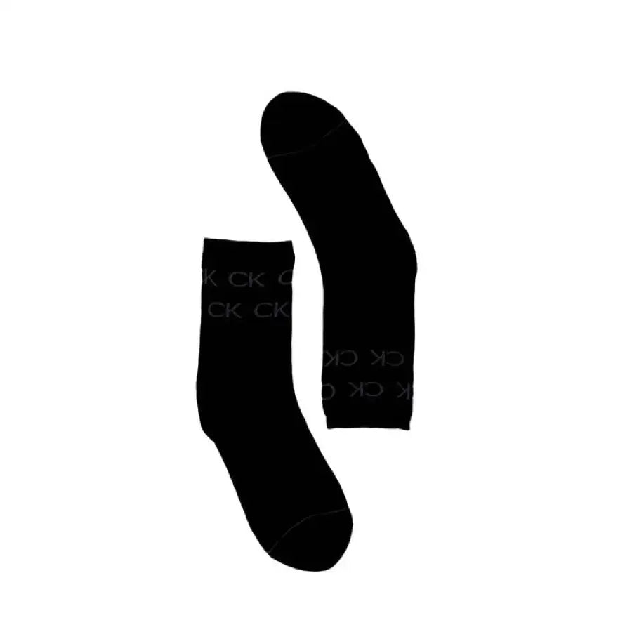 Black Calvin Klein socks with ’CK’ branding on cuffs, featured in ’Calvin Klein Women Underwear’
