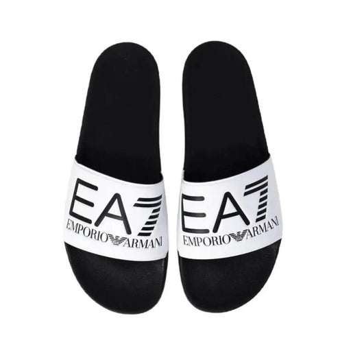 Pair of black and white Emporio Armani EA7 slide sandals from EA7 Women Slippers collection