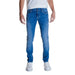 Pair of blue denim jeans worn by a person featuring Antony Morato branding