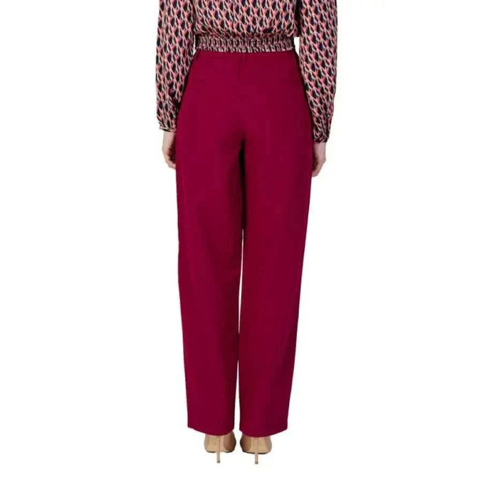 Pair of burgundy wide-leg trousers from Vila Clothes for women