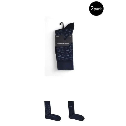 Dark blue men’s dress socks with subtle pattern from Emporio Armani Underwear