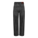 Dark gray wide-leg denim jeans with leather patch on waistband - Only Women Jeans