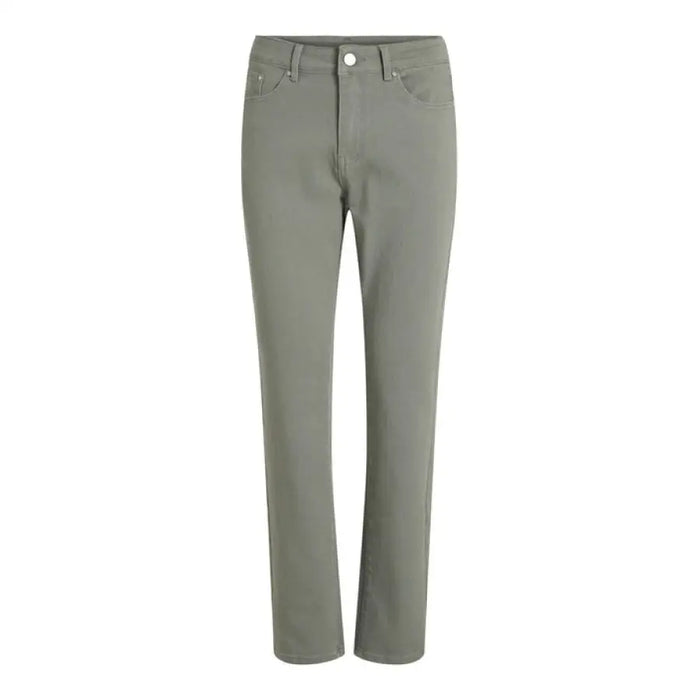 Light gray sage green straight-leg Vila Clothes women jeans with classic five-pocket styling