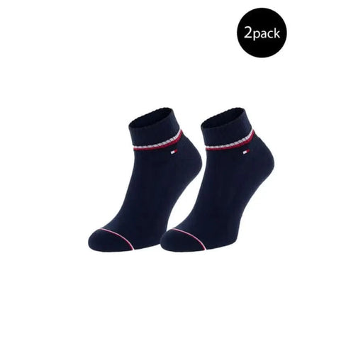 Tommy Hilfiger men’s navy blue ankle socks with red and white striped trim