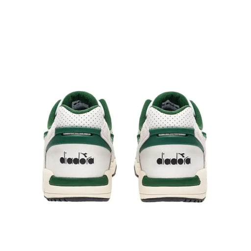 Pair of white and green Diadora Men Sneakers with perforated detailing