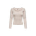 Pale pink long-sleeved scoop neckline top with delicate trim from Only Women Knitwear