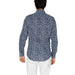 Antony Morato Men’s Shirt - Patterned Blue and White Long-Sleeved Button-Up Worn from Behind