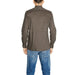 Patterned long-sleeved Antony Morato shirt with blue jeans, back view