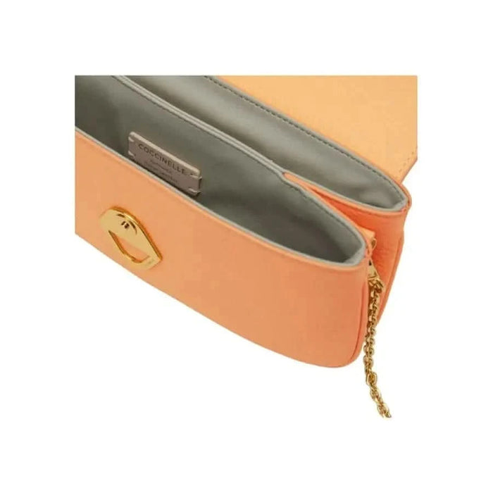 Peach-colored leather handbag with gold chain strap from Coccinelle Women Bag collection