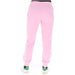 Pink Adidas women trousers with black waistband and green cat-themed slippers