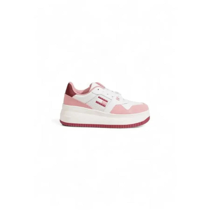 Tommy Hilfiger Women Sneakers - Pink and white platform sneaker with thick sole