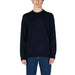 Plain black crewneck sweater styled with blue jeans for Gas Men Blue Round Neck Cashmere Cotton Sweater