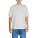 Plain white oversized Jack & Jones t-shirt with blue jeans for men