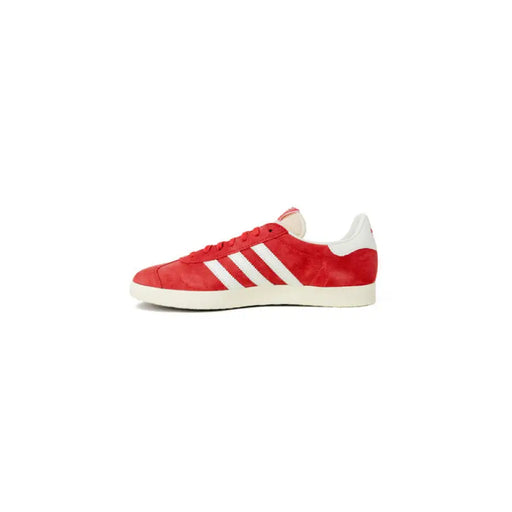 Red Adidas Gazelle sneaker with white stripes and sole from Adidas Men Sneakers collection