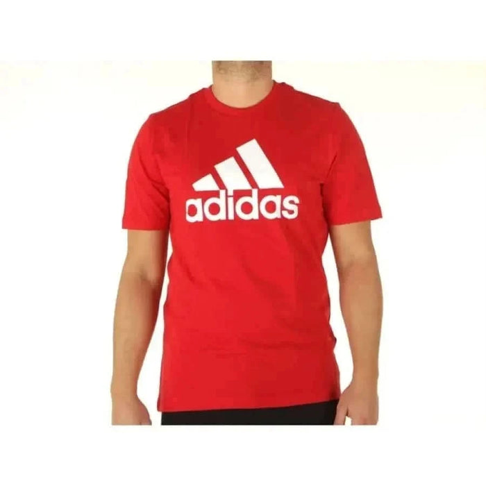 Red Adidas t-shirt with white logo on chest from Adidas Men T-Shirt collection