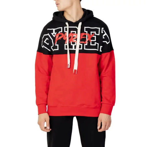 Red and Black Pyrex Hoodie Sweatshirt with PYREX Chest Print Pyrex Men Sweatshirts