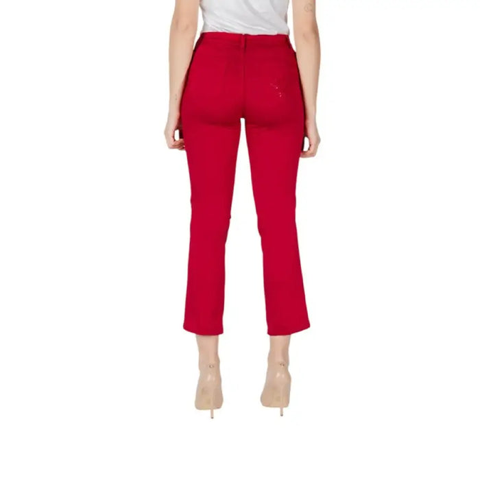 Red Button Front Cropped Pants showcasing stylish red cropped pants for women