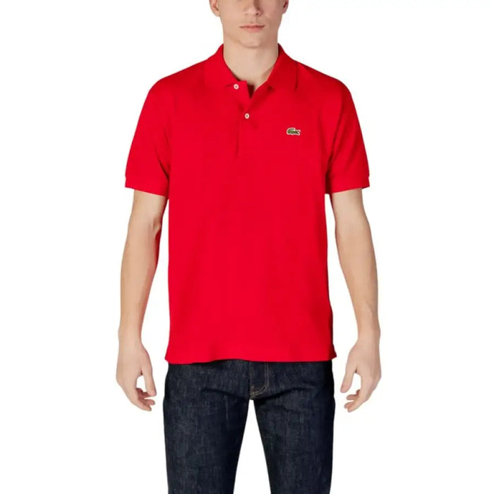 Red Lacoste Men Polo Shirt 100 Percent Cotton, perfect for casual and stylish wear