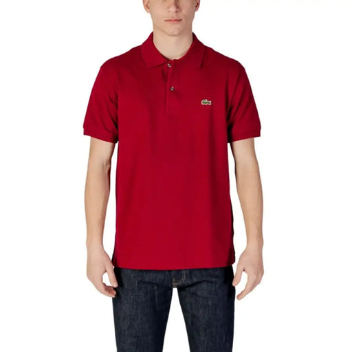 Red Lacoste Men’s Polo Shirt in Bordeaux Cotton for stylish casual wear