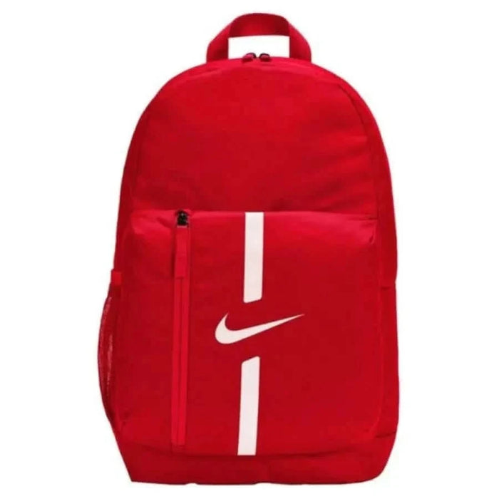 Red Nike backpack with white logo and stripe, featured in Nike Men Bag collection