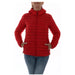 Red puffy jacket with hood and zipper from Ciesse Piumini Women’s collection