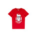 Red Jack and Jones Men T-Shirt with Christmas-themed skull design wearing sunglasses and Santa hat