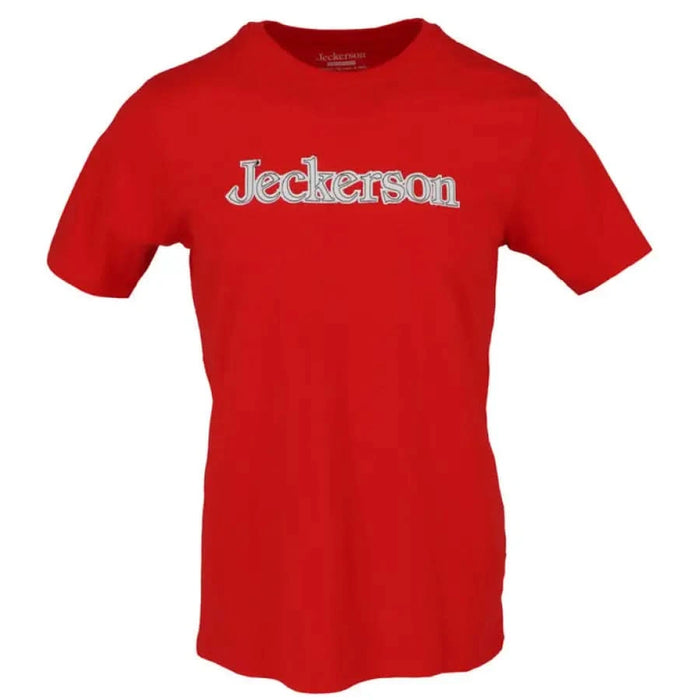 Jeckerson Men Red T-Shirt with Jeckerson White Lettering Across the Chest