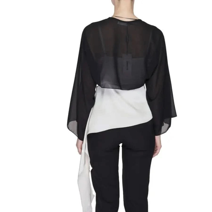 Sandro Ferrone Women’s Cardigan: The Row Black & White Silk Top - Urban Chic Fashion