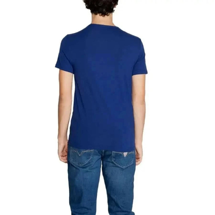 Royal blue short-sleeved t-shirt back view from Emporio Armani Underwear collection