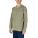 Sage green knit sweater with crew neckline and ribbed trim by Gas for men