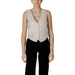 Sleeveless beige button-down vest from Desigual with front pockets for women