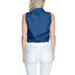 Sleeveless blue denim shirt with white pants, back view - Jacqueline De Yong Women’s Shirt