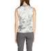 Sleeveless grey and white floral blouse with keyhole back detail from Rinascimento