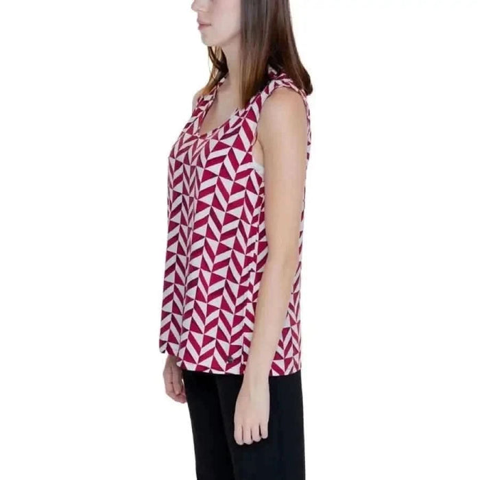 Sleeveless top with red and white geometric pattern from Street One Women Undershirt collection