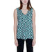 Street One Women’s Sleeveless Top with Teal and White Geometric Pattern