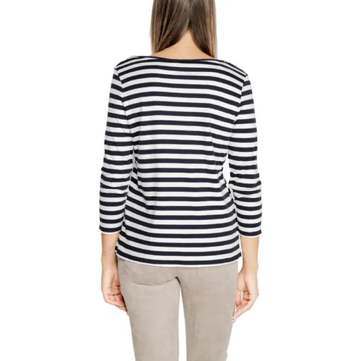 Back view of Striped Black and White Long-Sleeved Shirt from Street One Women T-Shirt